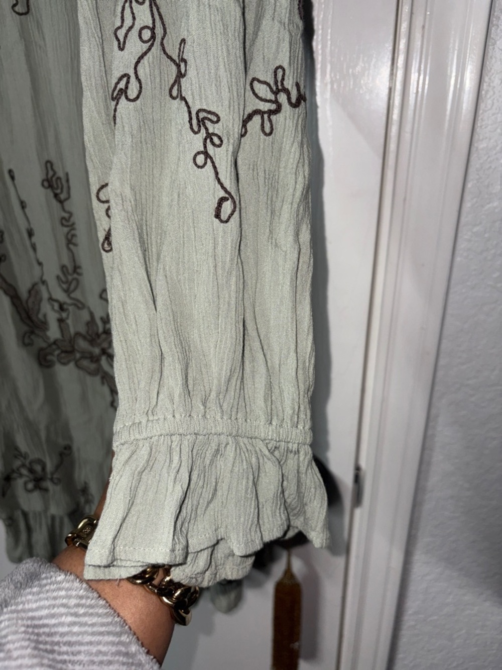 Free People Sage Green Embroidered High-Low Dress - Picture 4 of 4